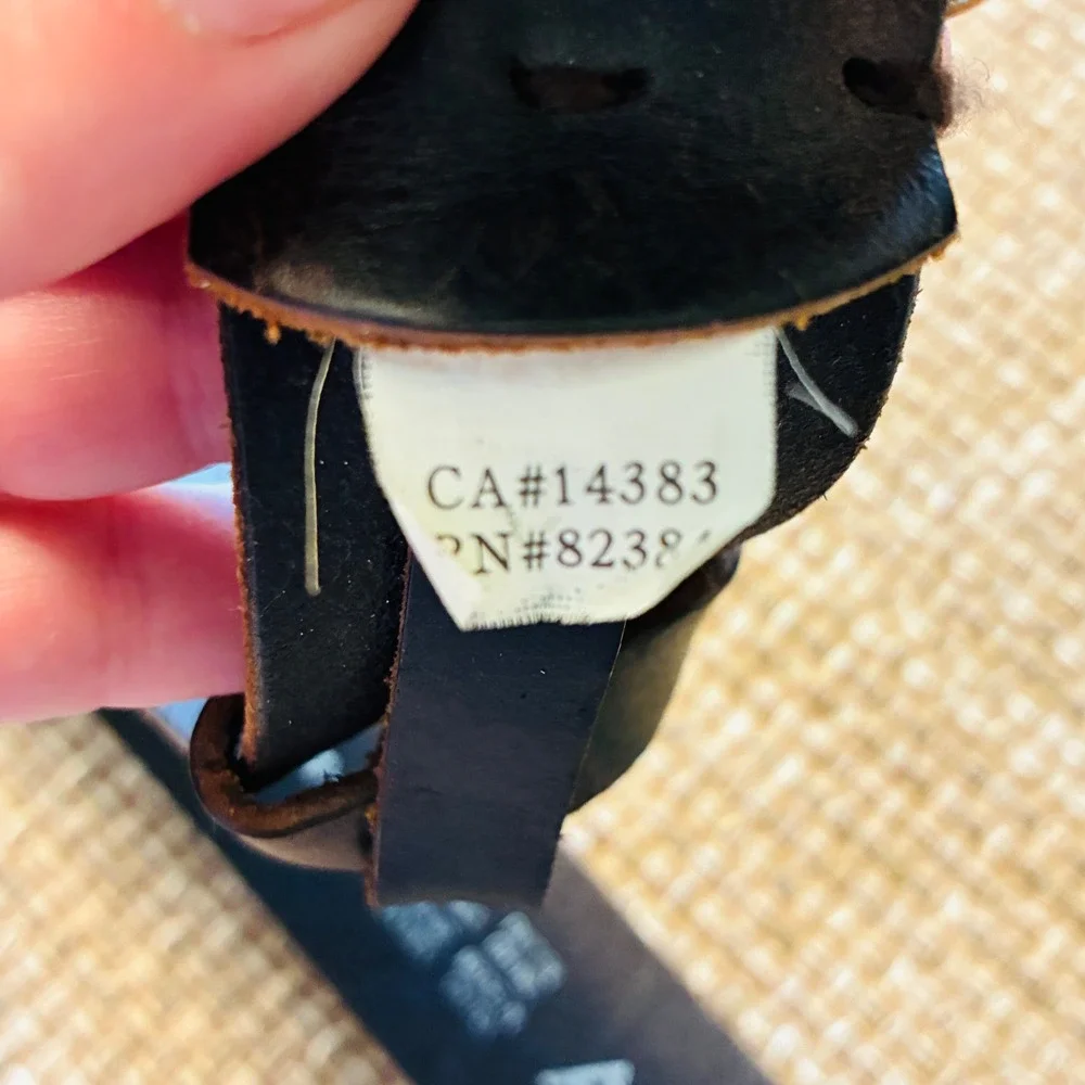 Y2K Aldo Leather Belt Mens Medium Brown Distressed Plaque Buckle